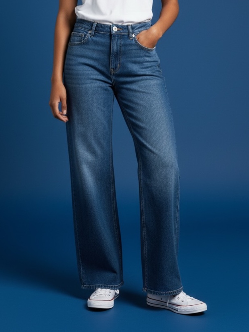 Old Navy Women's Wide Leg Jeans - Dark Blue Wash